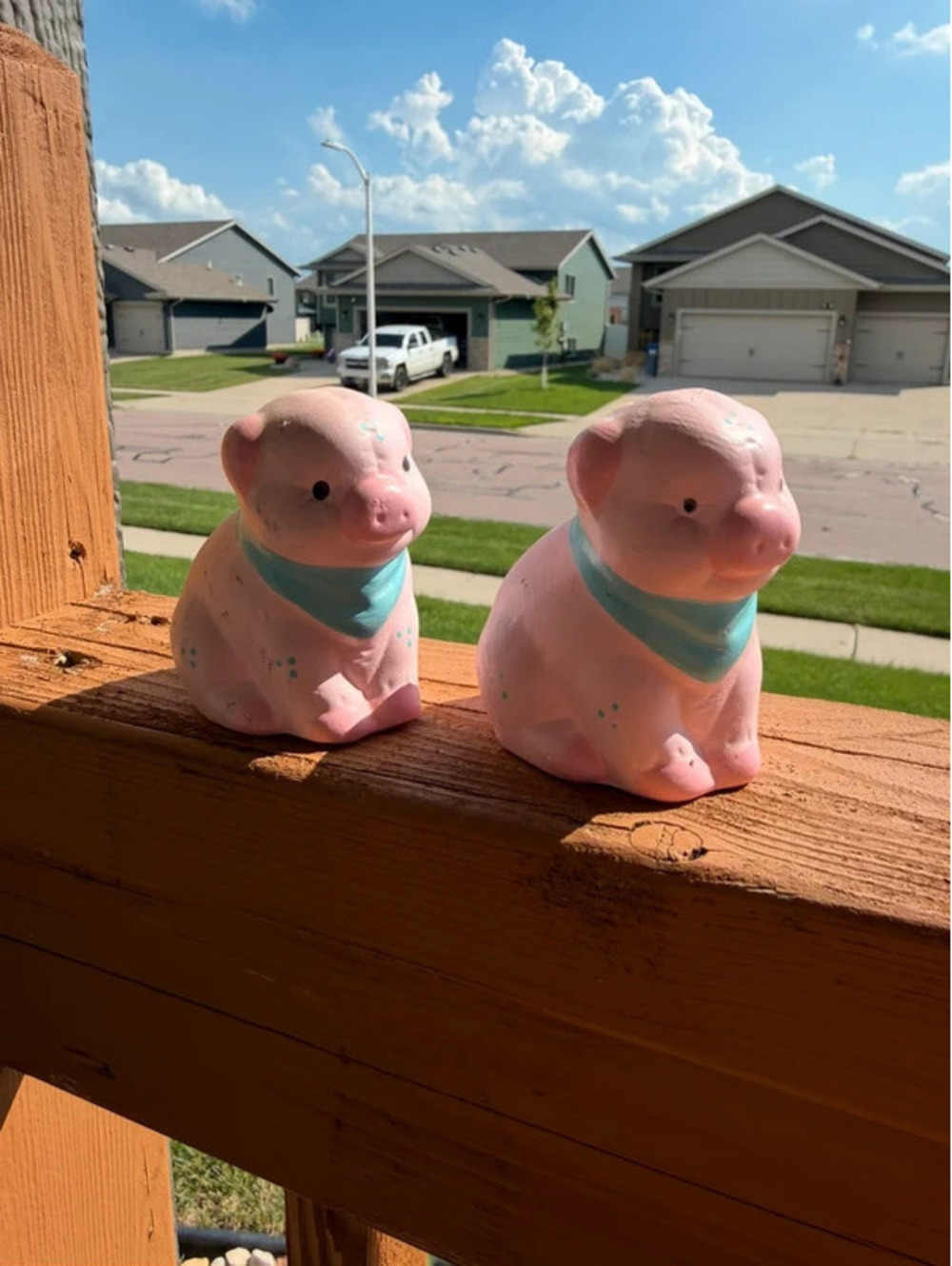 Vintage 1980s Ceramic Pink Pig Salt & Pepper Shakers Set